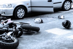 motorcycle and car in an accident