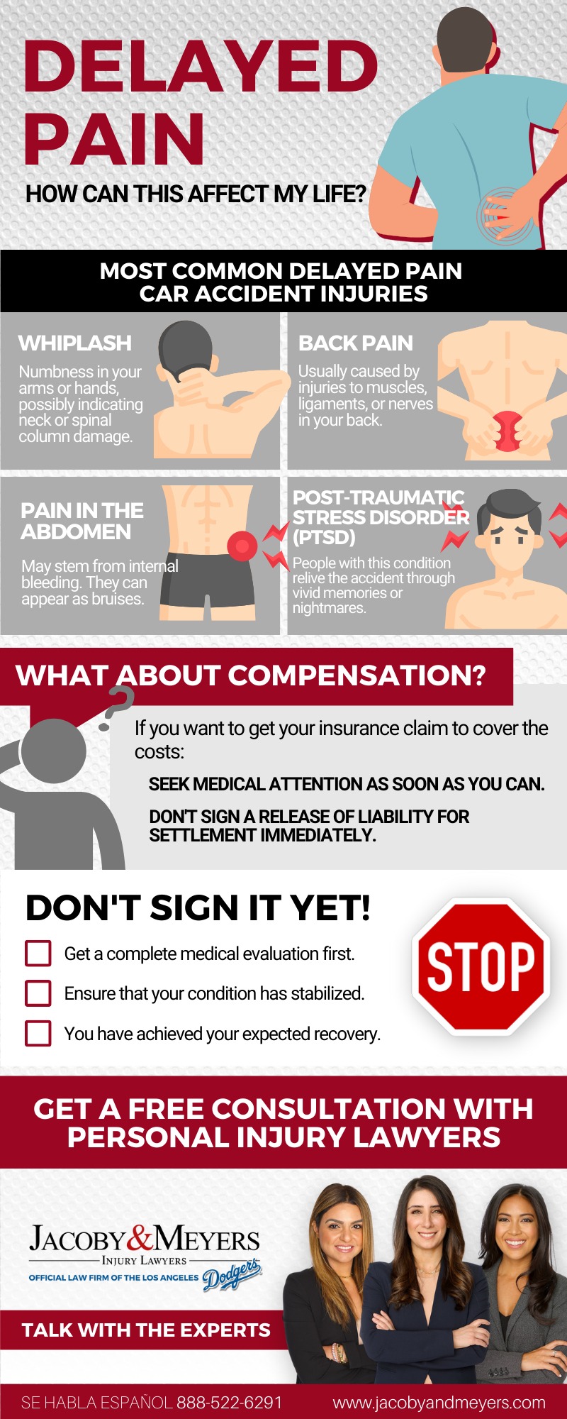 delayed pain car accident infographic