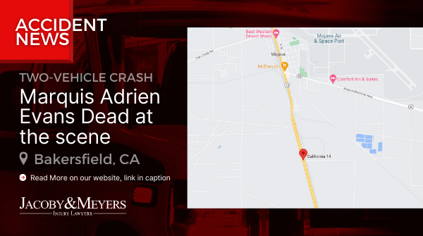 Map of Marquis Adrien Evans' Accident on Highway 14 in Bakersfield, CA