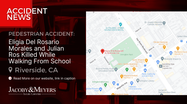 Map of Pedestrian Accident at Hayes and Roosevelt Streets in Riverside, CA