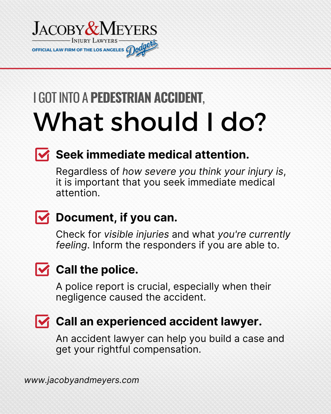 What to do in a pedestrian accident checklist