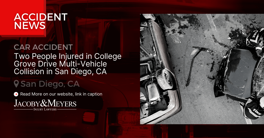 Two People Injured in College Grove Drive Multi-Vehicle Collision in San Diego, CA