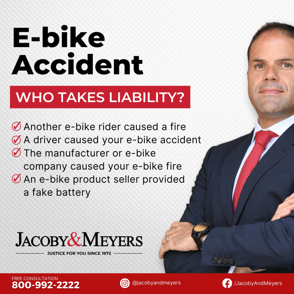 Who can be held liable in an e-bike fire accident?