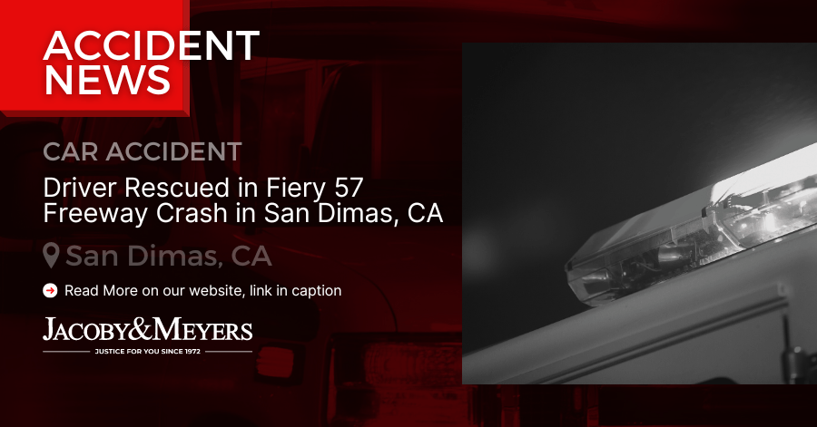 Driver Rescued in Fiery 57 Freeway Crash in San Dimas, CA