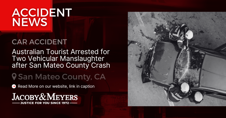 Australian Tourist Arrested for Two Vehicular Manslaughter after San Mateo County Crash